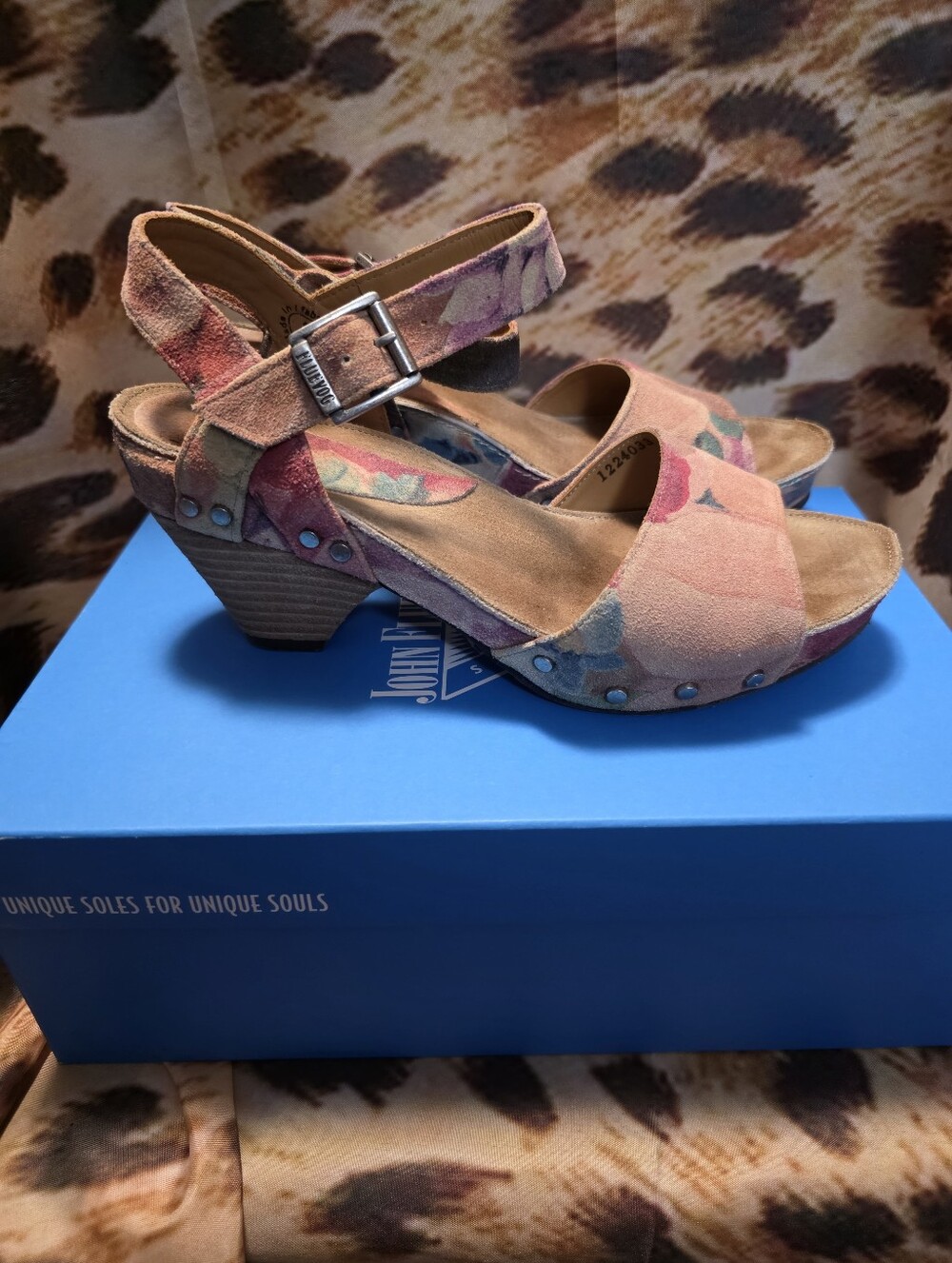 John Fluevog Low Rules GARDINER Suede Sandals In RARE Floral Print - Size 7.5